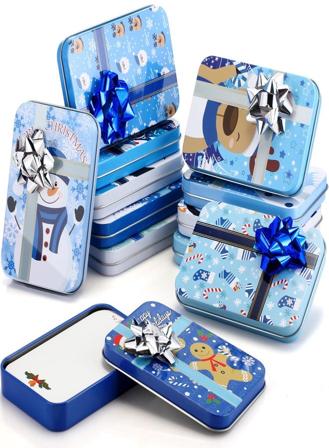 Yaocom 24 Sets Christmas Gift Card Tin Boxes Gift Card Holder Small Christmas Boxes with Lids and Flower Stickers for Money Key Holiday Xmas Stocking Stuffer, 4.9 x 3.3 x 0.7 Inch - Image 2